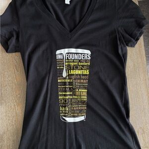 Black V-Neck Craft Beer Graphic T-Shirt